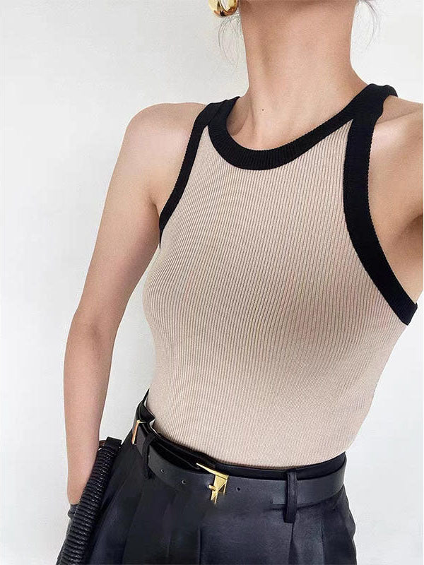 JIAMI Collision Color Knit Tank Top for Women