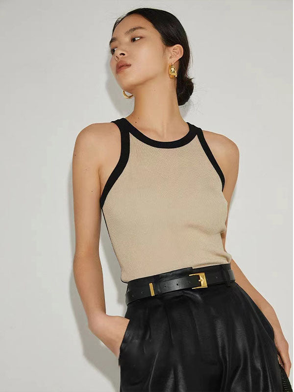 JIAMI Collision Color Knit Tank Top for Women