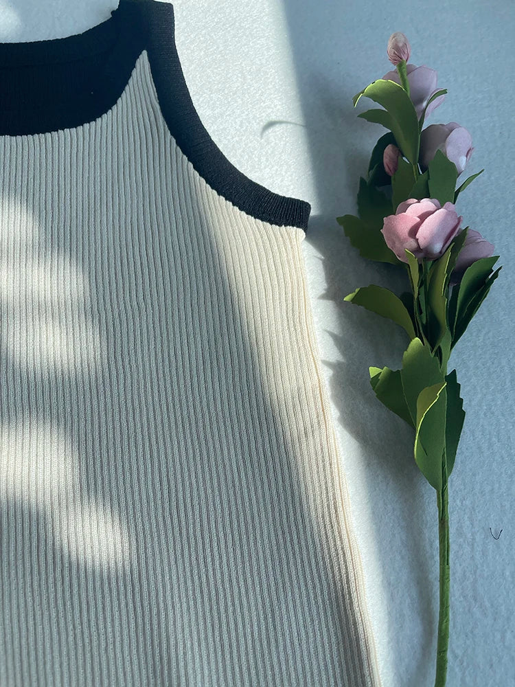 JIAMI Collision Color Knit Tank Top for Women