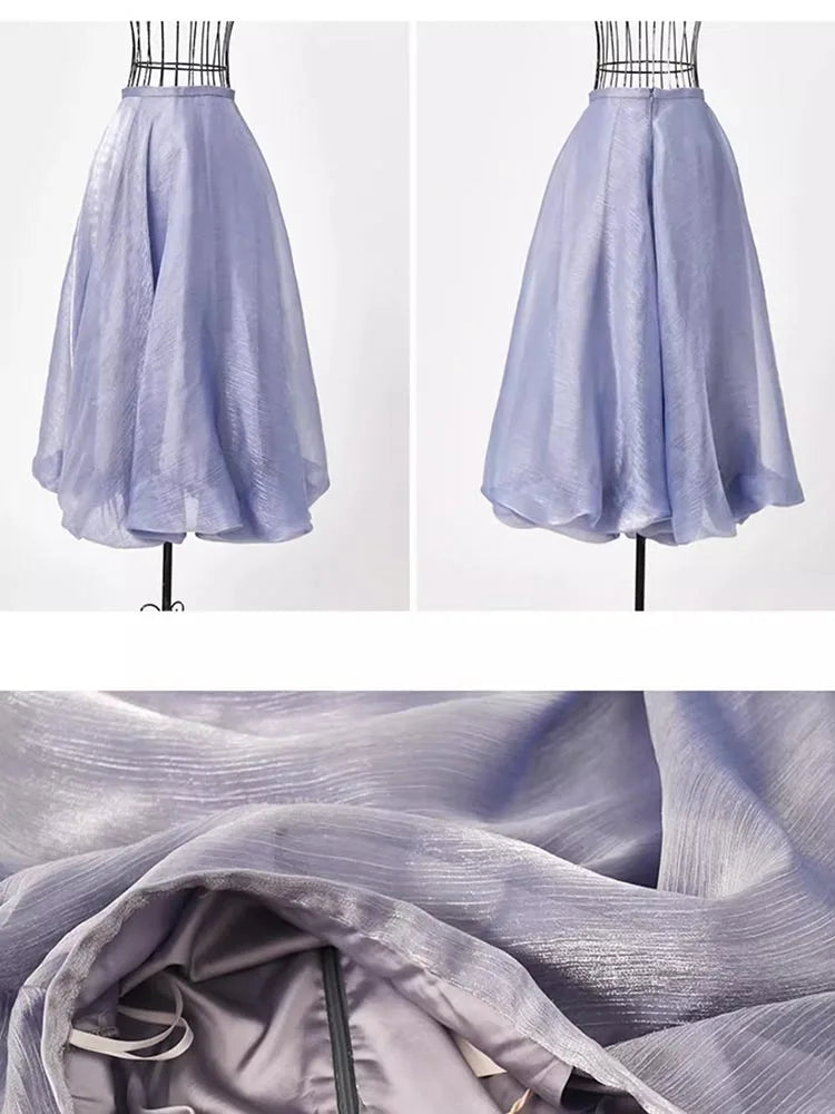 JIAMI Women Purple Silky Bubble Skirt
