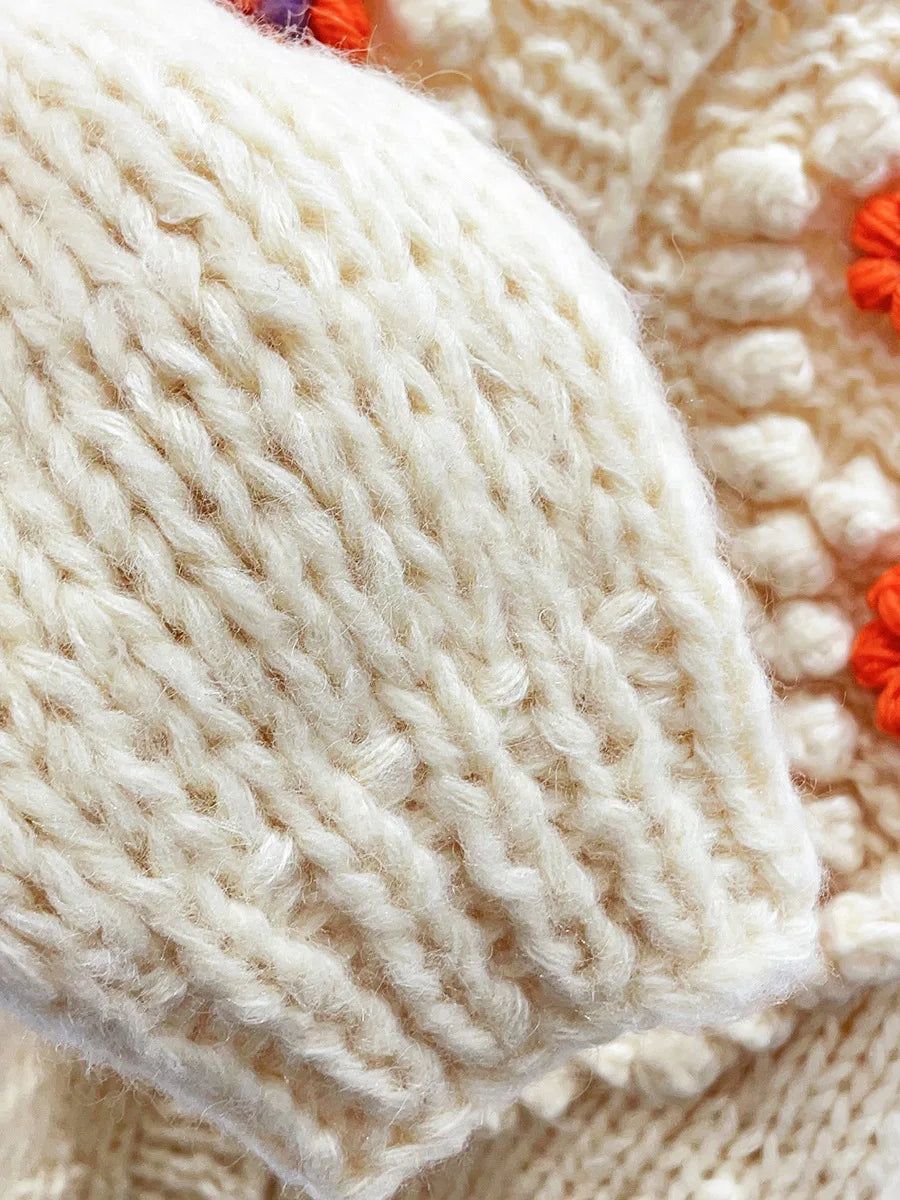 Chunky Handmade Hook Floral Knit Sweater Cardigan