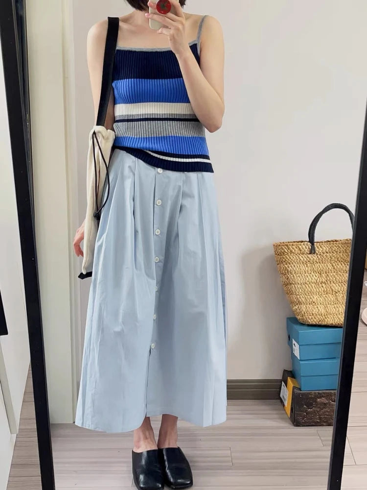 JIAMI Women Chic Striped Knit Cami Top