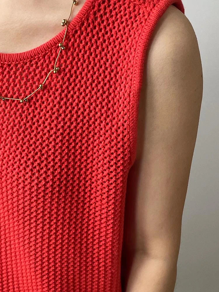Kalamet Crochet Handmade Hollow-out Knit Tank Vest