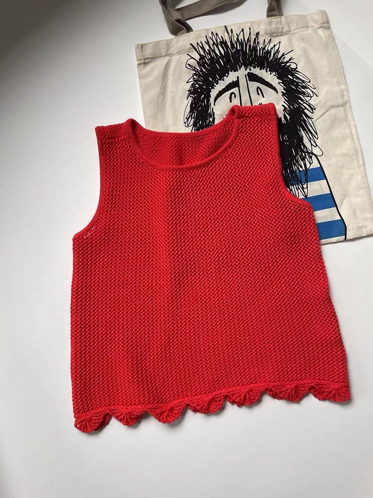 Kalamet Crochet Handmade Hollow-out Knit Tank Vest