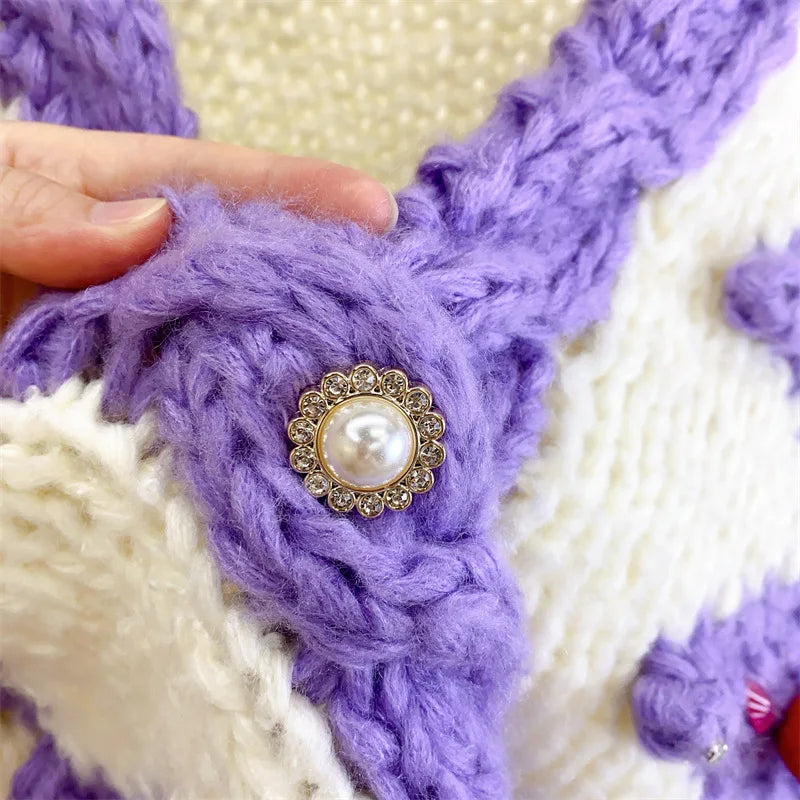 Kalamet Handmade Knit Chunky Cardigan Christmas Sweater Women Winter Clothes