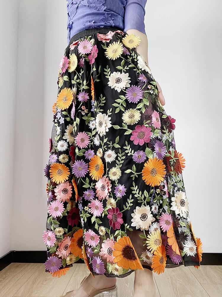 JIAMI 3D Floral High-rise Multi color Skirt