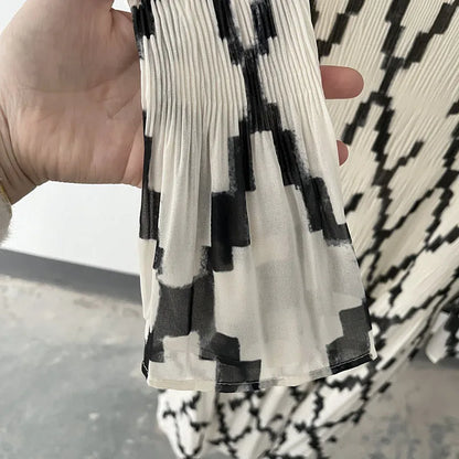 JIAMI Flared Long Sleeve Vintage Lingerie Pleated Dress