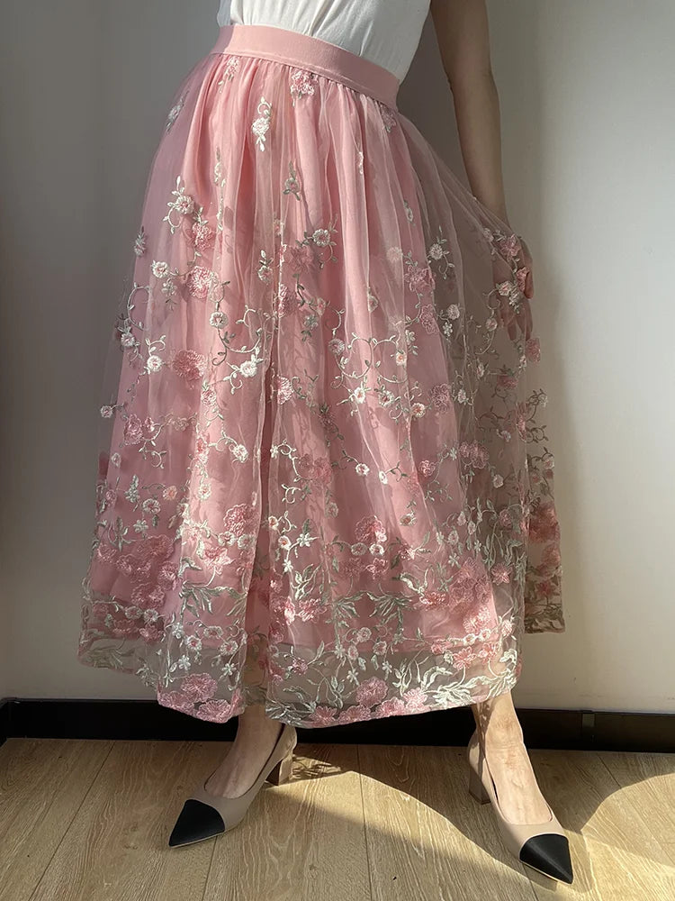 JIAMi Bouquet Embroidered Long Skirt