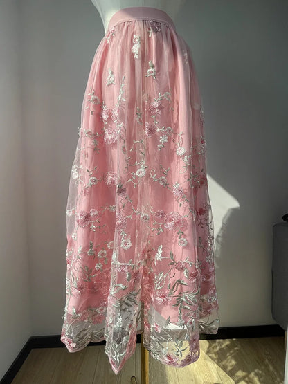 JIAMi Bouquet Embroidered Long Skirt