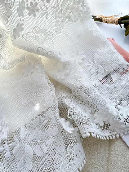 JIAMI Hollow Out White Lace High Waist Skirts