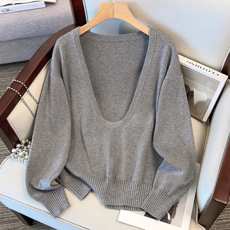 Minimalist Style Loose Fit Wool Blended Knitted Jumper