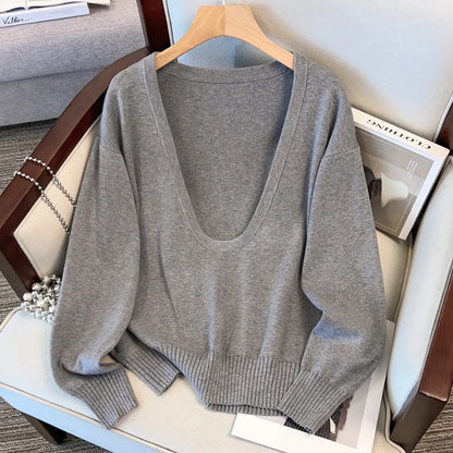 Minimalist Style Loose Fit Wool Blended Knitted Jumper
