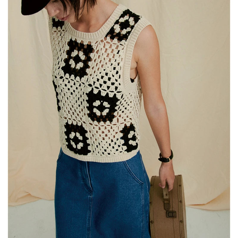 JIAMI Women Handmade Crochet Knit Top