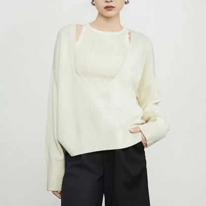 Minimalist Style Loose Fit Wool Blended Knitted Jumper