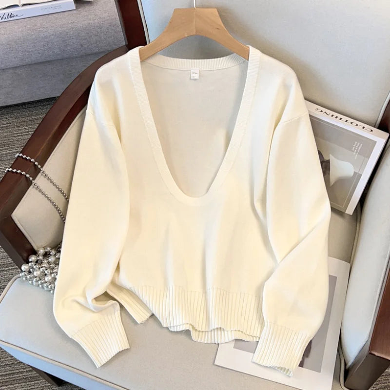 Minimalist Style Loose Fit Wool Blended Knitted Jumper