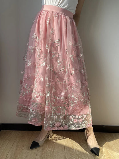 JIAMi Bouquet Embroidered Long Skirt