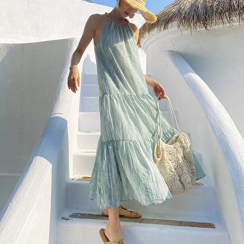 JIAMI Halter Tiered Maxi Dress