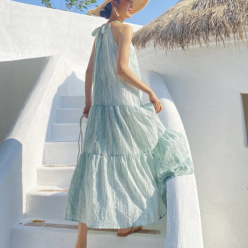 JIAMI Halter Tiered Maxi Dress