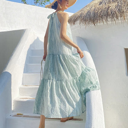 JIAMI Halter Tiered Maxi Dress