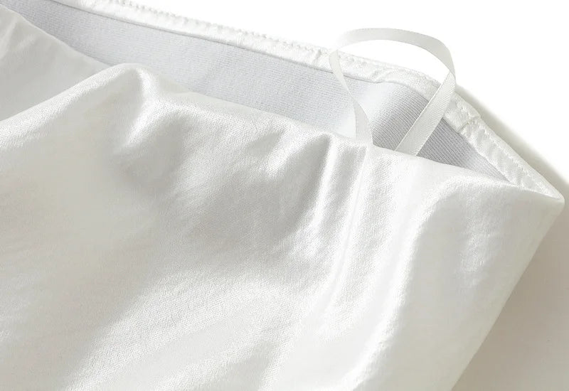 Thick Glossy Satin Midi Skirt Elegant Quiet Luxury Basic High-Waist Skirt or All Seasons