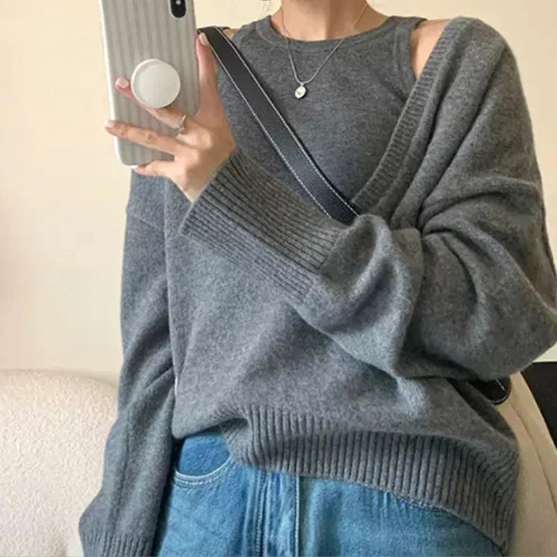 Minimalist Style Loose Fit Wool Blended Knitted Jumper
