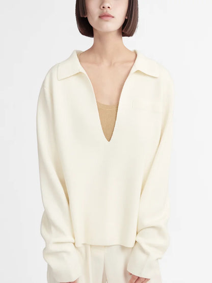 Minimalist Style Solid Color Loose Fit Sweater Jumper