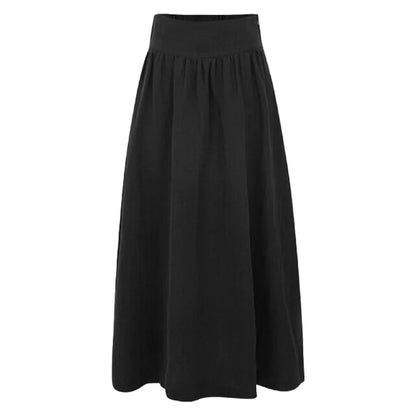 JIAMI Linen Frenchy A-line Elastic Waist Pleated Skirt