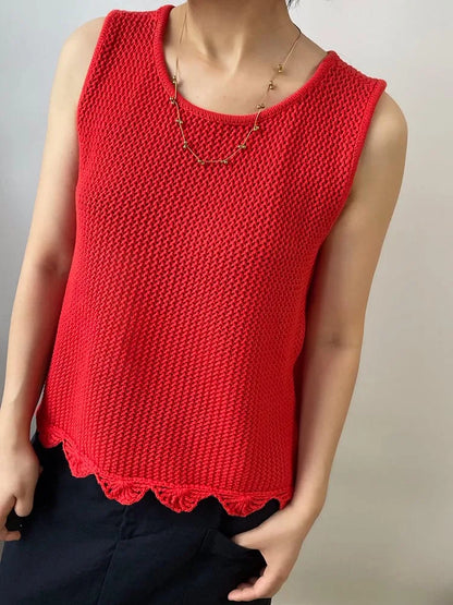Kalamet Crochet Handmade Hollow-out Knit Tank Vest