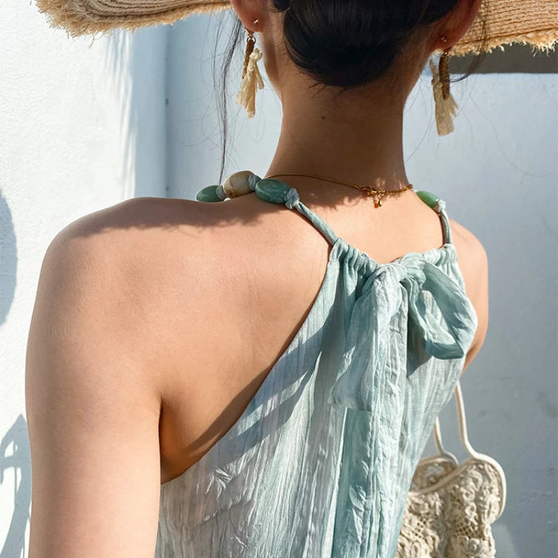 JIAMI Halter Tiered Maxi Dress