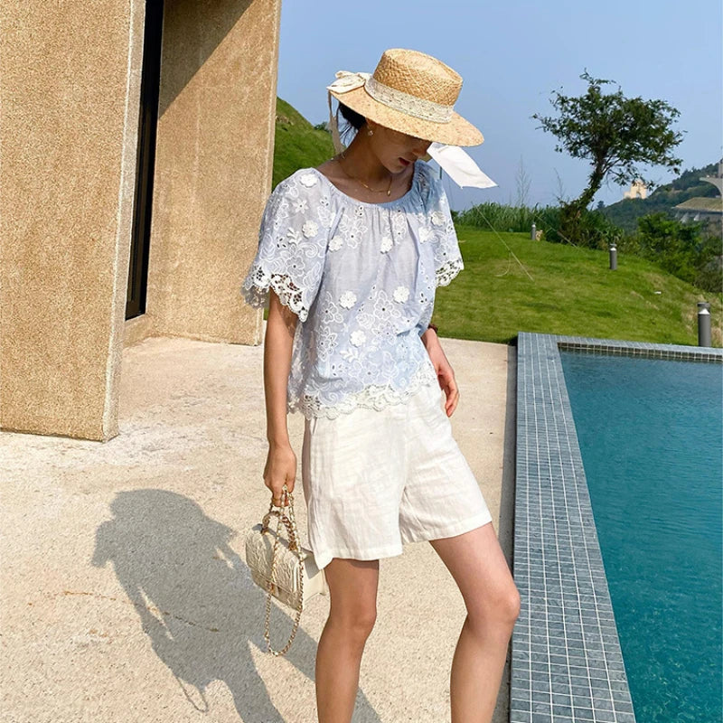 Off The Shoulder Floral Embroidered Boho Blouse