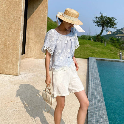 Off The Shoulder Floral Embroidered Boho Blouse